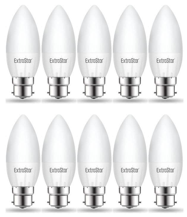 7W LED Candle Light Bulb B22 Warm 3000K Clampshell pack 10