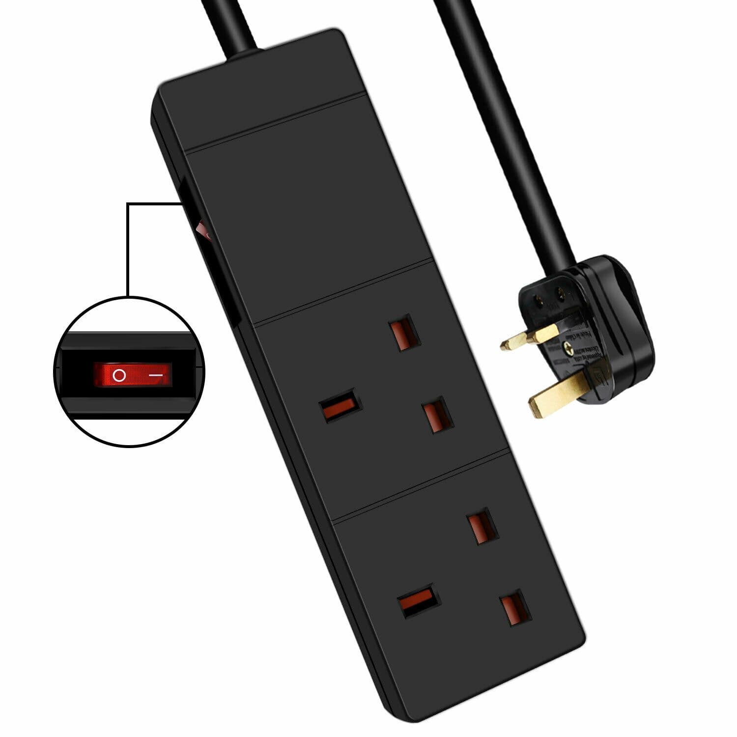 2 Gang Indicator Side Switched Extension Lead 1M