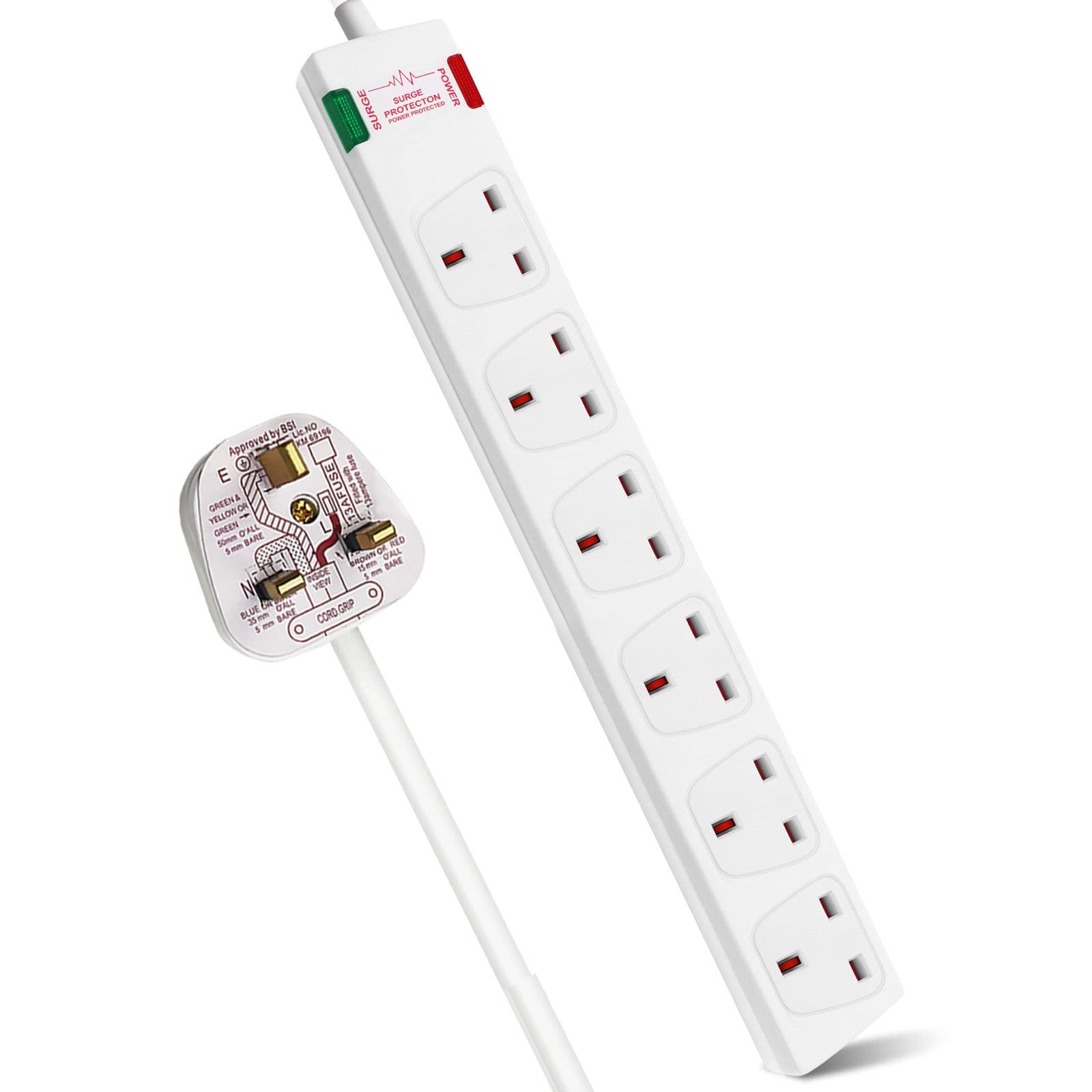 6 Gang Surge Protected Extension Lead 5M