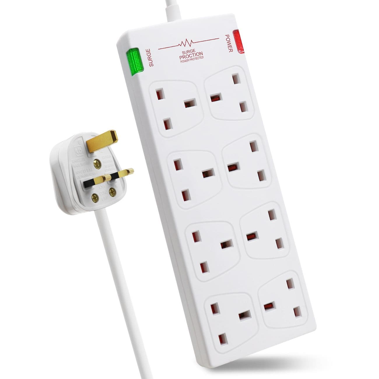 8 Gang Surge Protected Extension Lead 2M