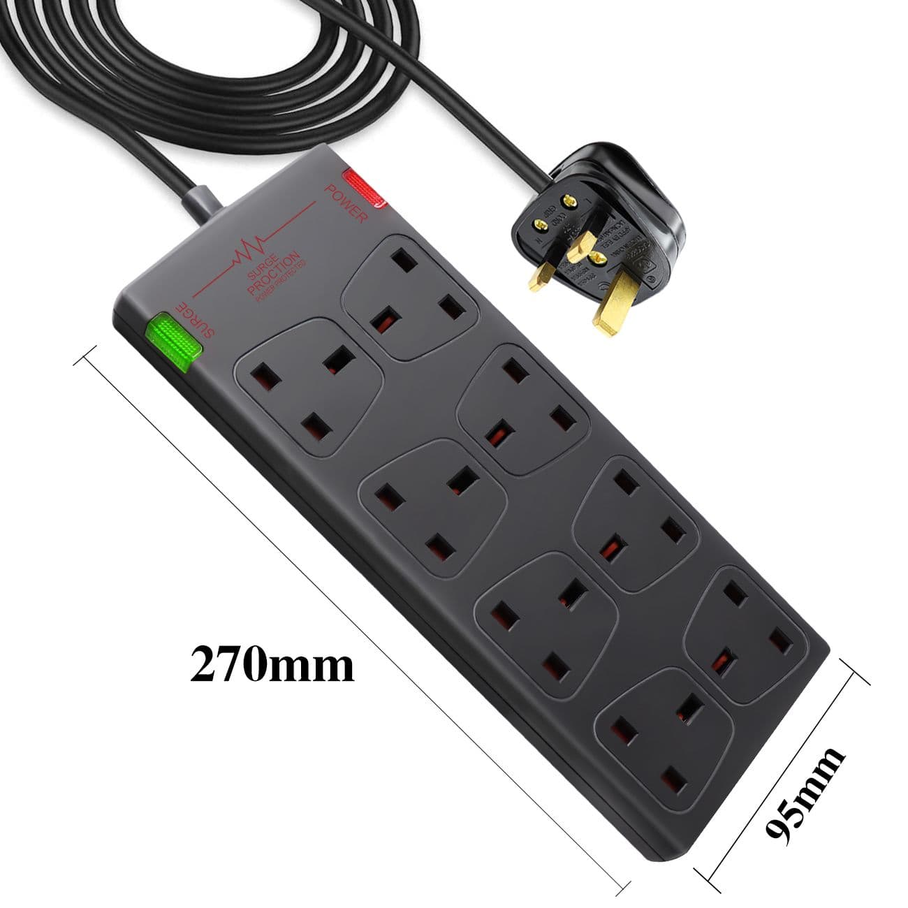8 Gang Surge Protected Extension Lead 3M