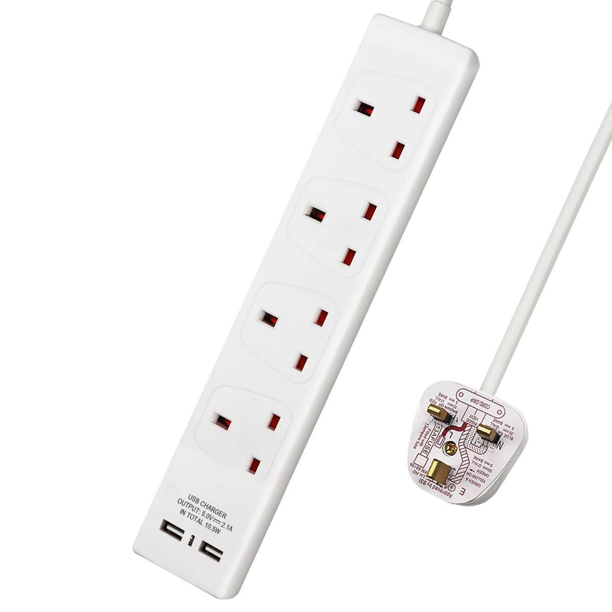 4 Gang built USB Extension Lead 5M