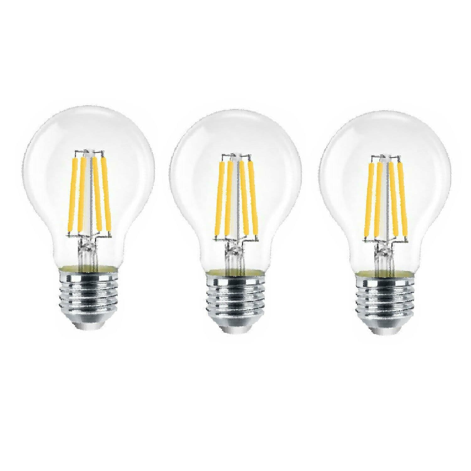 8W LED Transparent Glass Light Bulb E27 2700K pack 3