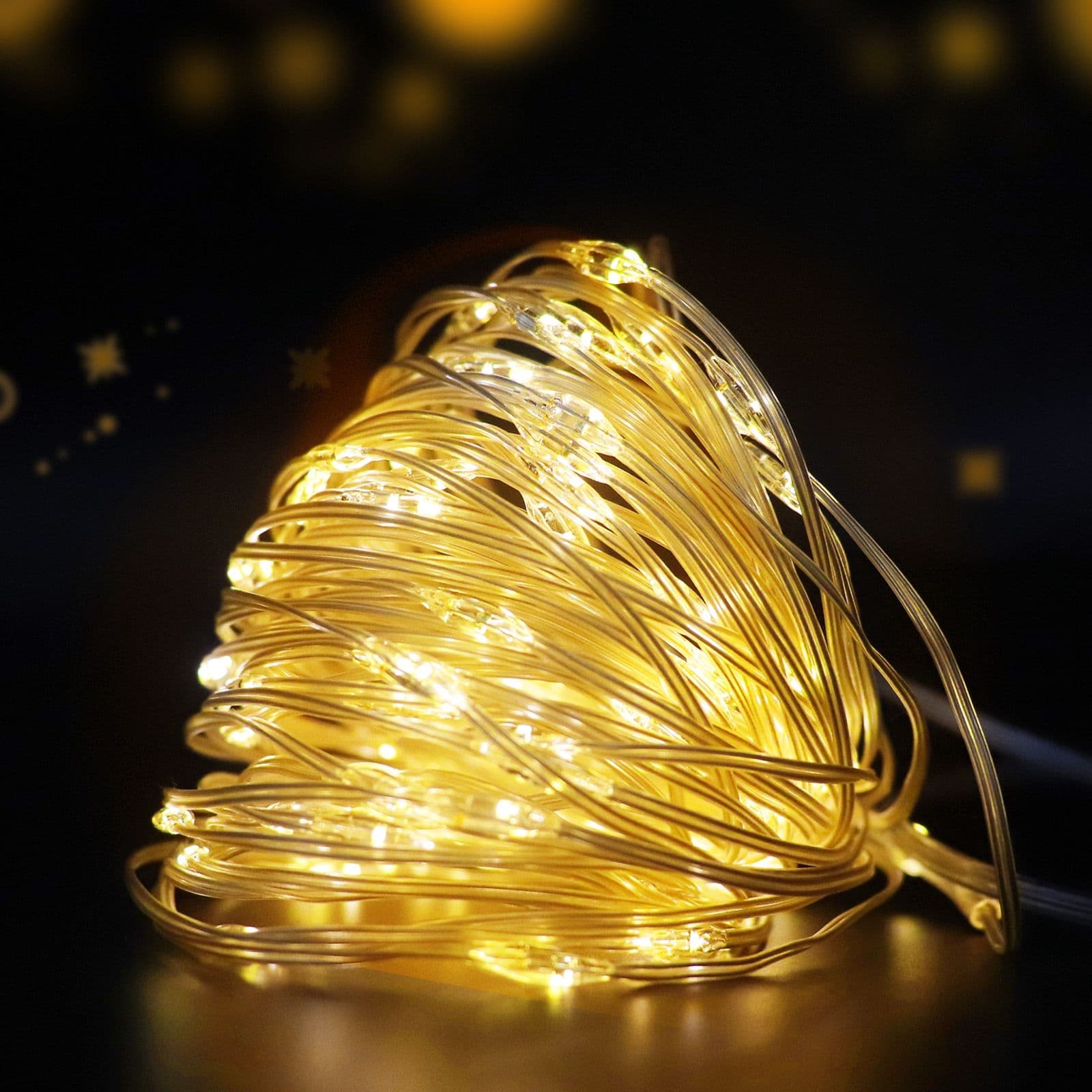 10M Fairy Outdoor Garden Christmas String Lights Warm 3000K Powered 3 x AA batteries IP65