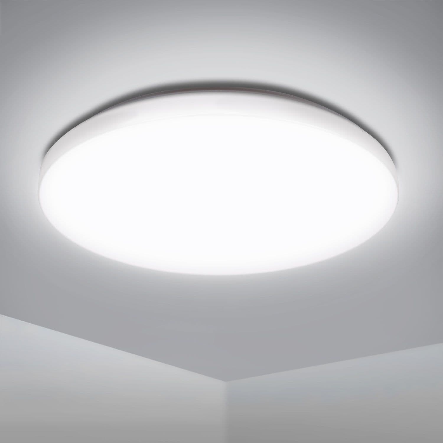 18W Bathroom LED round Surface Mount Integrated Ceiling Light Flush Light Cold White Waterproof IP54 33cm