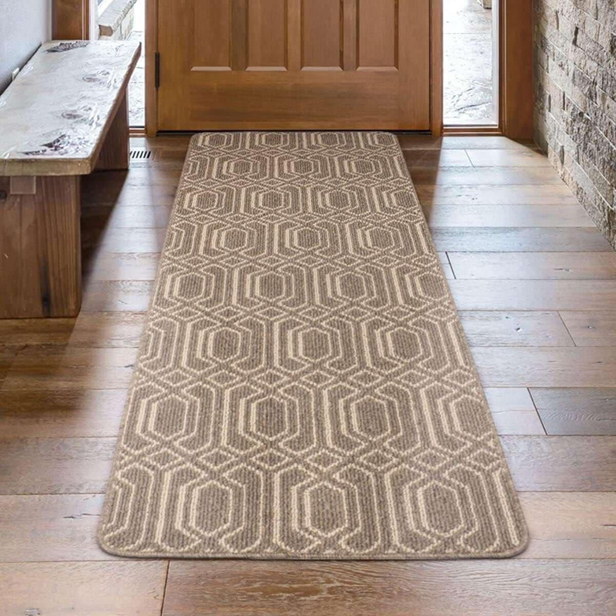 Hallway Kitchen Entrance Area Non Slip Runner Rug 180cm x 60cm Warren Fog