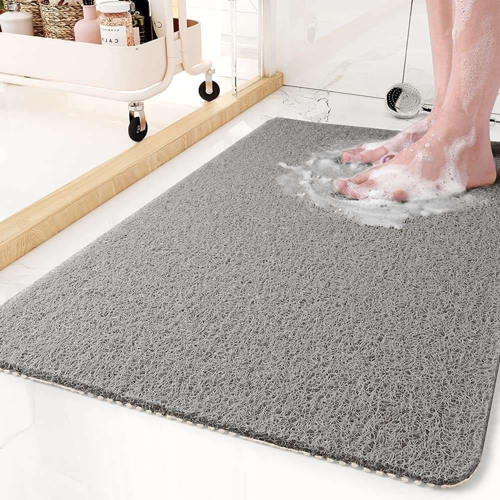 Anti Slip PVC Loofah Shower Mat Anti Mould Washable Bath Mat Rectangular 75x44 cm