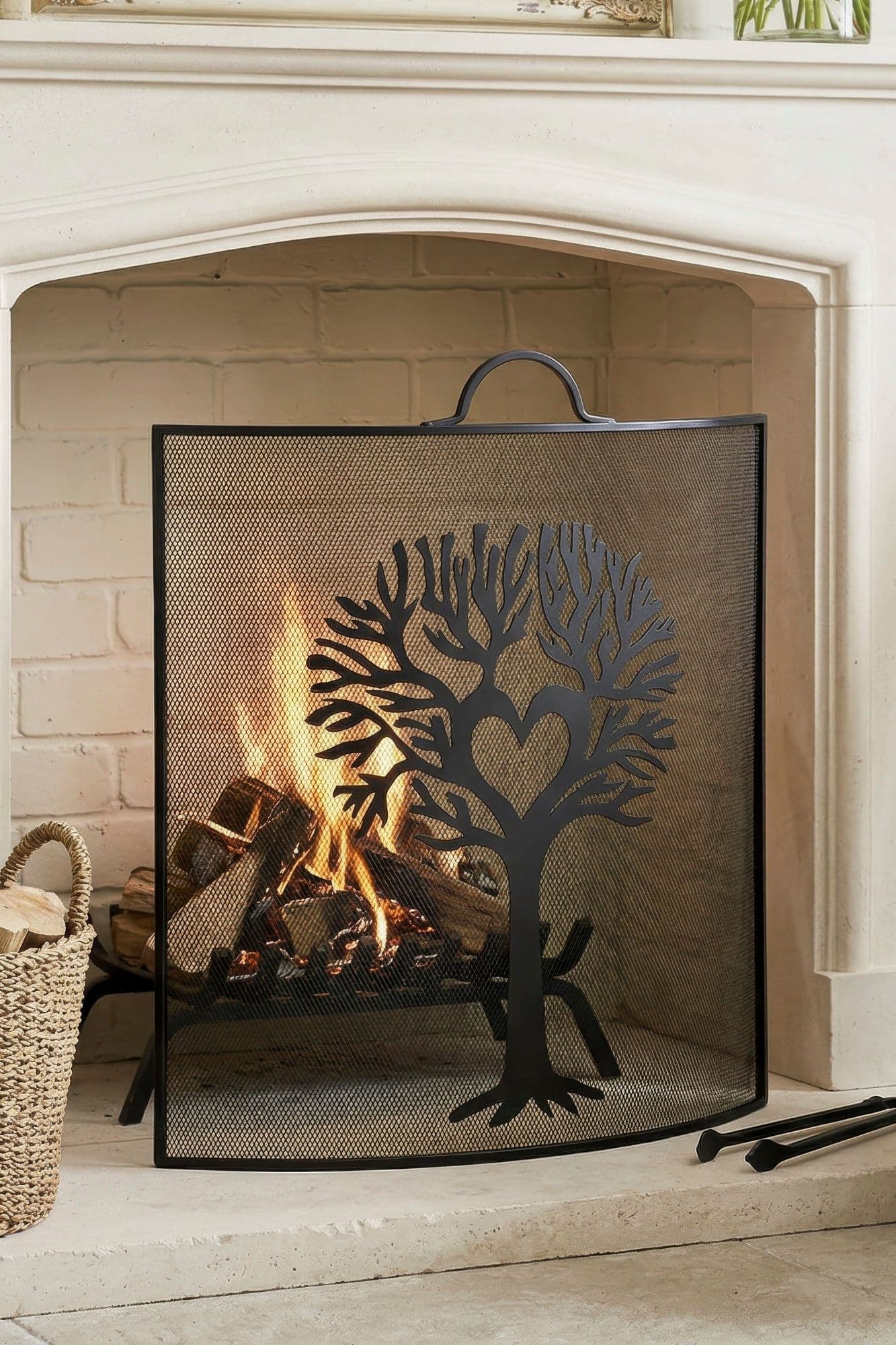 Traditional Woodland Tree Curved Fire Screen Guard 68cm x 53cm