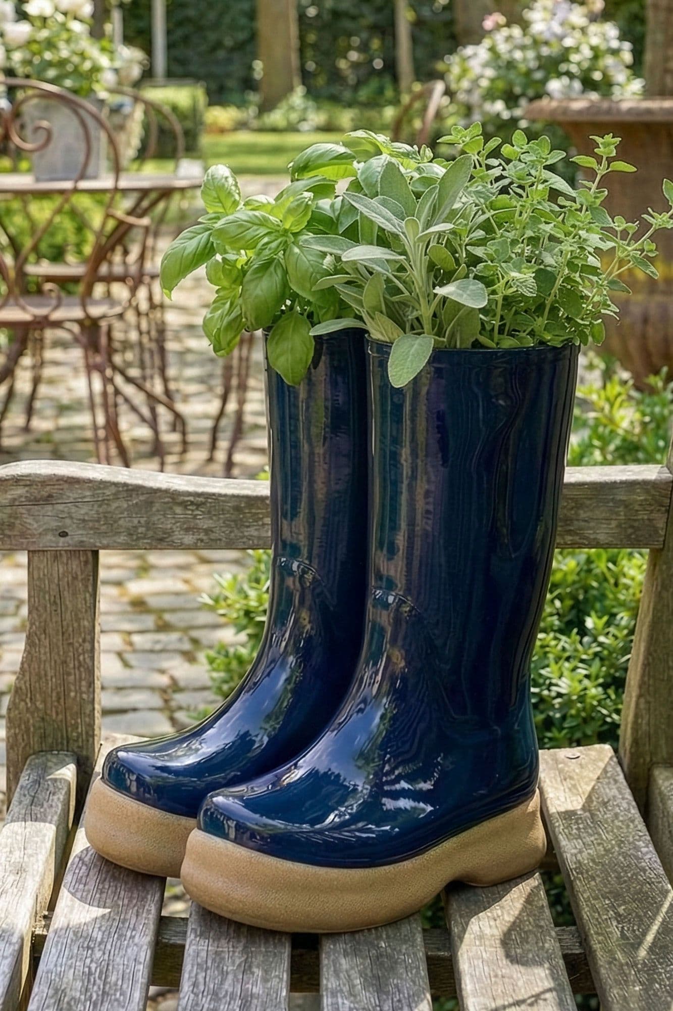 Large Midnight Wellington Large Ceramic Indoor Outdoor Flower Pot Garden Planter