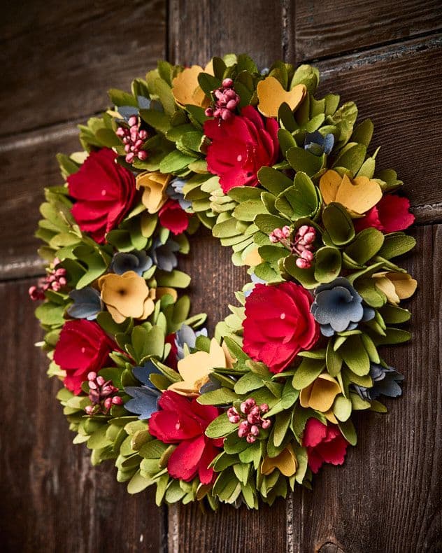 Floral Colourful Xmas Door Decoration Winter Autumn Wreath Christmas Wreath 35cm