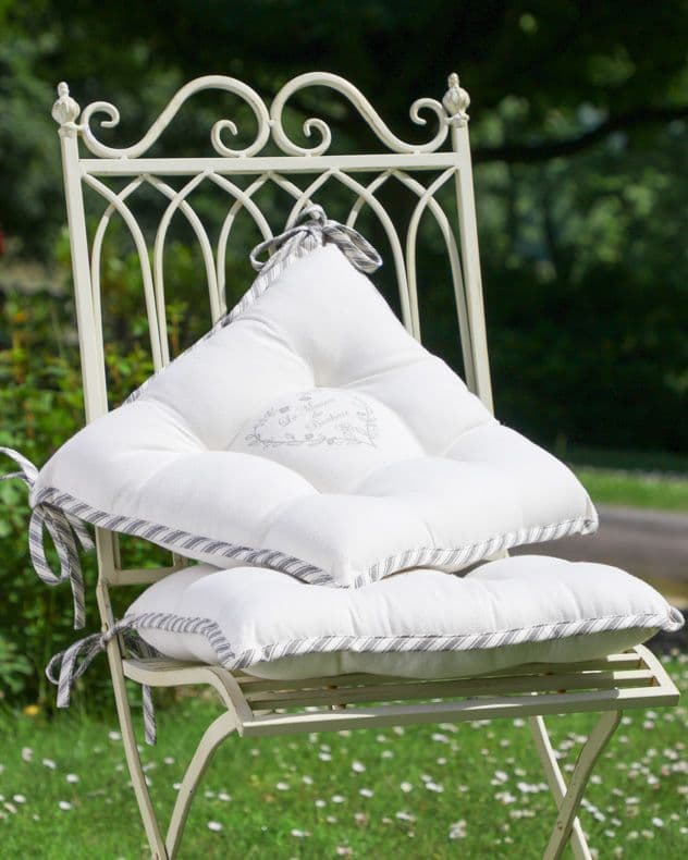 Set 2 Vintage Love Heart Print Indoor Outdoor Chair Seat Pad Garden Furniture Cushions