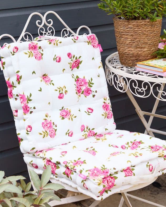 Set 2 Vintage Floral Print Indoor Outdoor Chair Seat Pad Garden Furniture Box Cushions