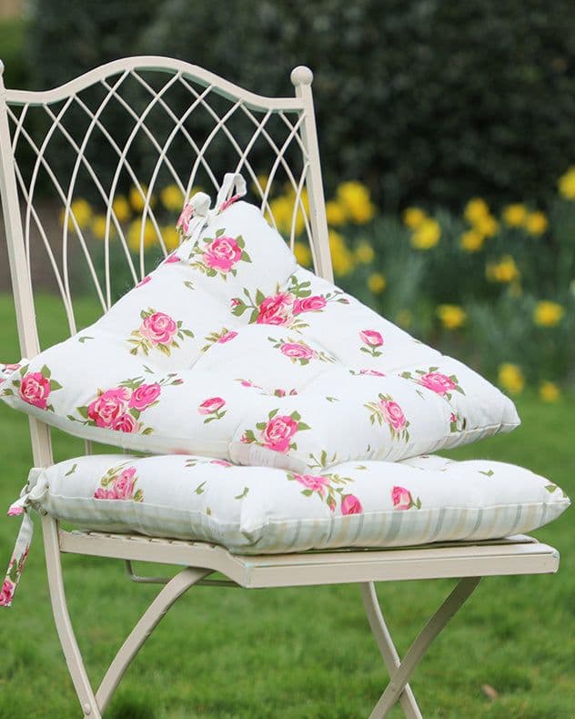 Set 2 Vintage Floral Print Indoor Outdoor Chair Seat Pad Garden Furniture Cushions