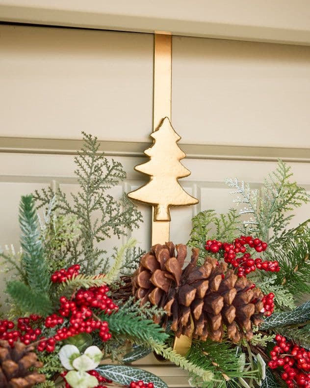 Brushed Tree Over Door Christmas Decoration Wreath Hanger Hook