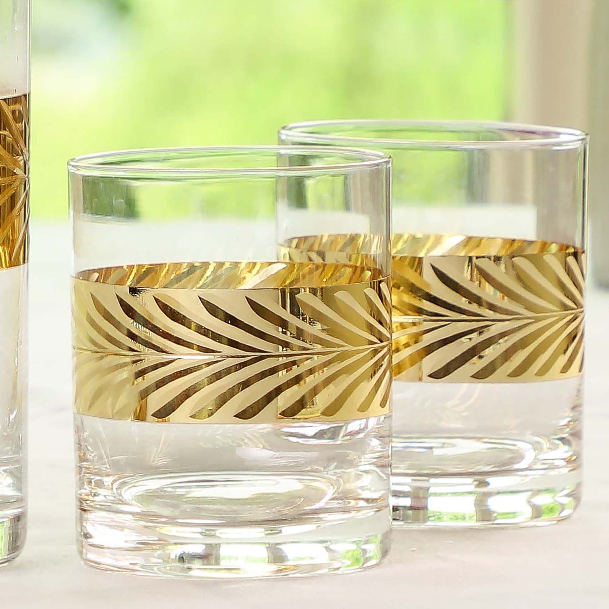 Set 2 Leaf Drinking Glass Whisky Glass Tumblers