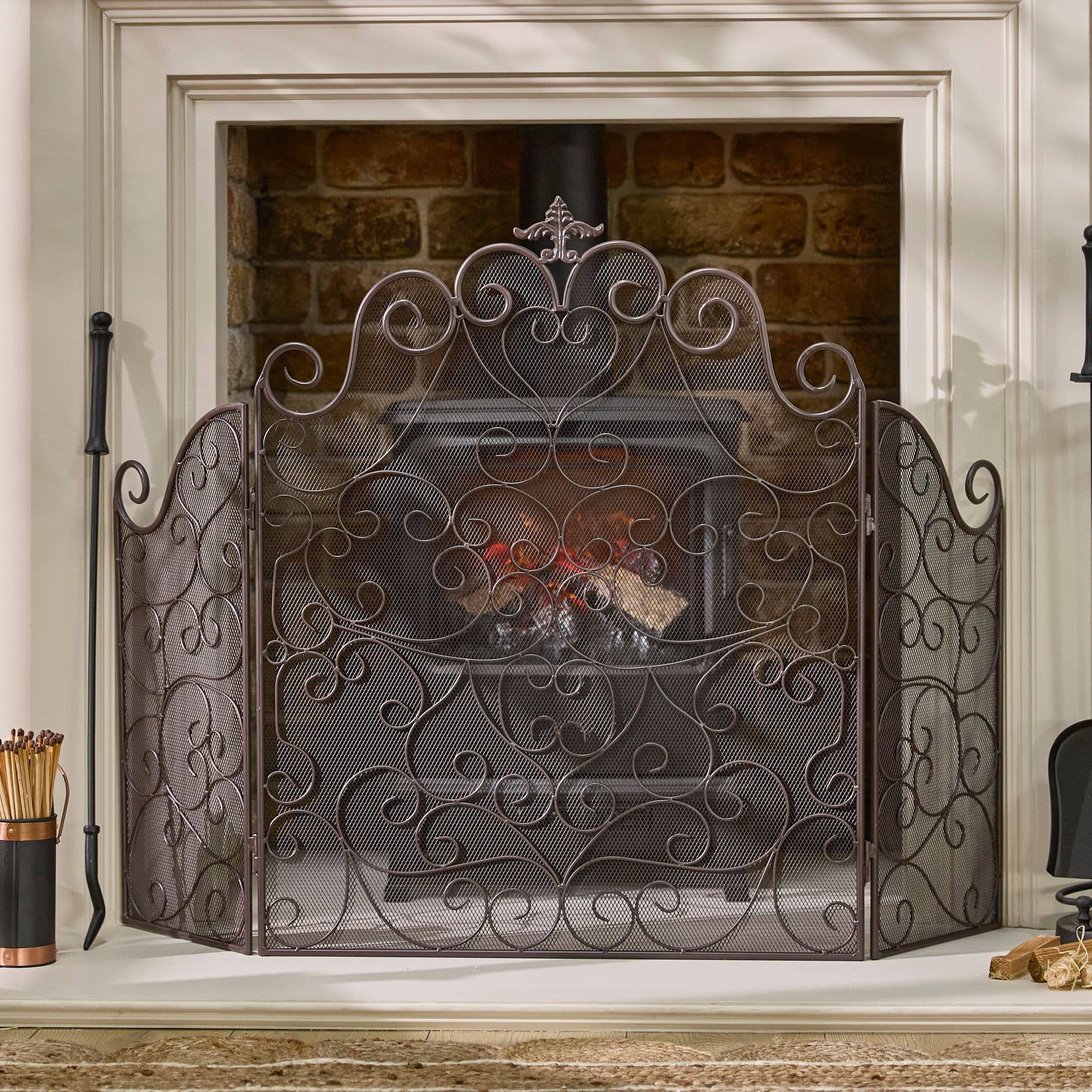 Vintage Country Farmhouse Fireplace Fire Guard Fire Screen