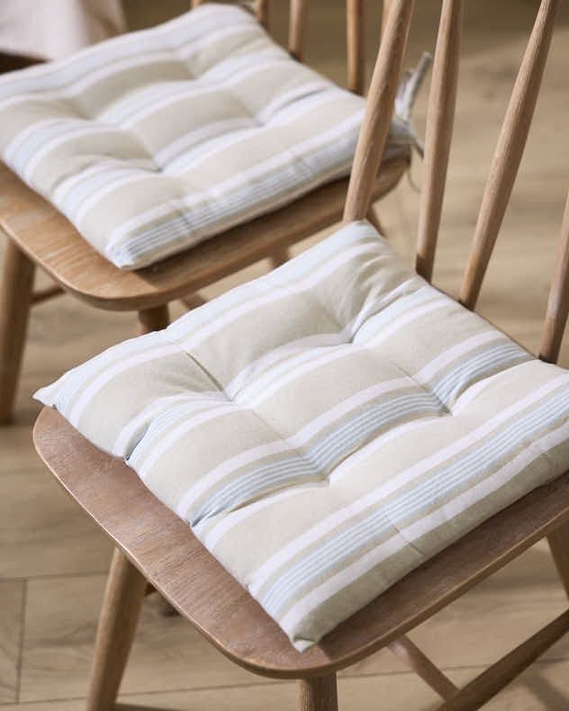 Set 2 Vintage Striped Indoor Outdoor Chair Seat Pad Garden Furniture Cushions