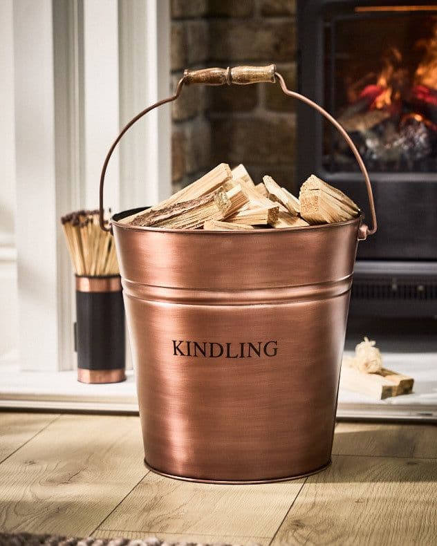 Traditional Antique Fireside Coal Log Storage Kindling Bucket Log Basket