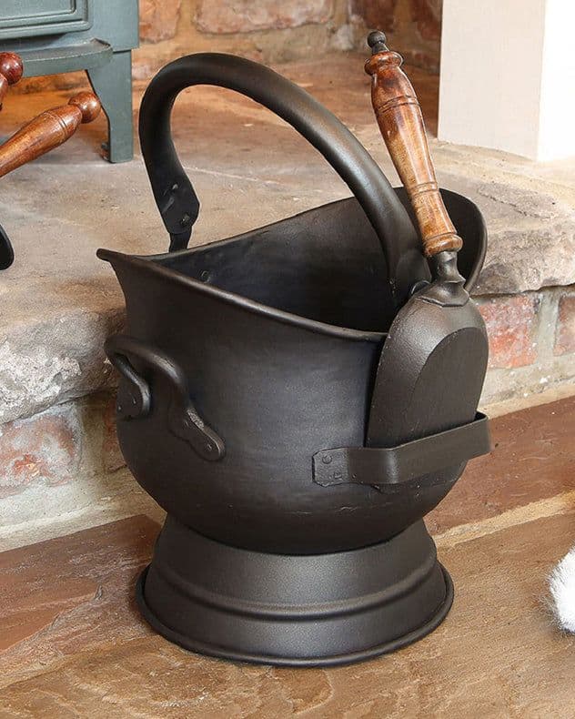 Traditional Fireplace Storage Fireside Coal Bucket Shovel