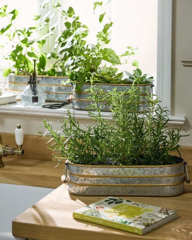 Set 3 Galvanised Zinc & Embossed Indoor Outdoor Garden Planters