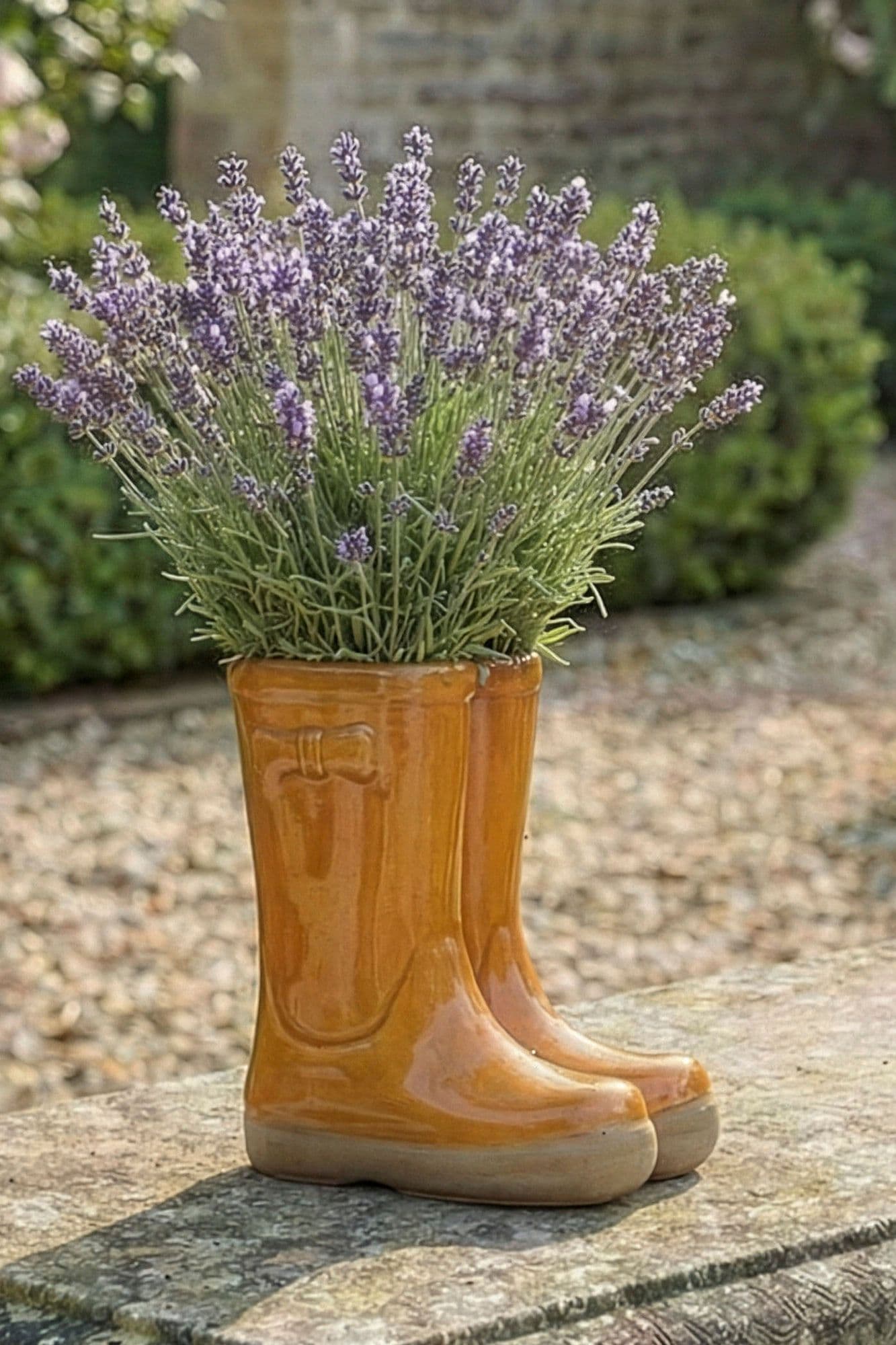 Small Double Wellington Boots Ceramic Indoor Outdoor Flower Pot Garden Planter Pot