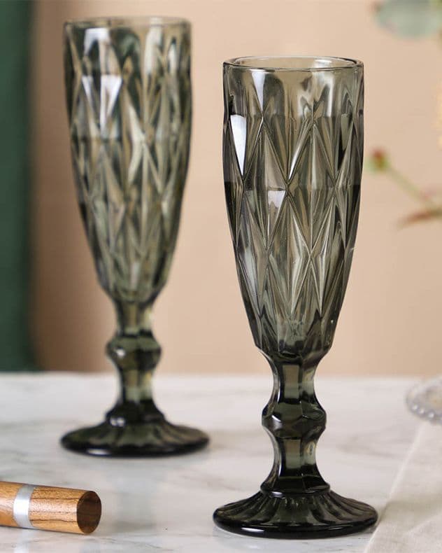 Set 2 Smoke Strasbourg Drinking Champagne Glasses