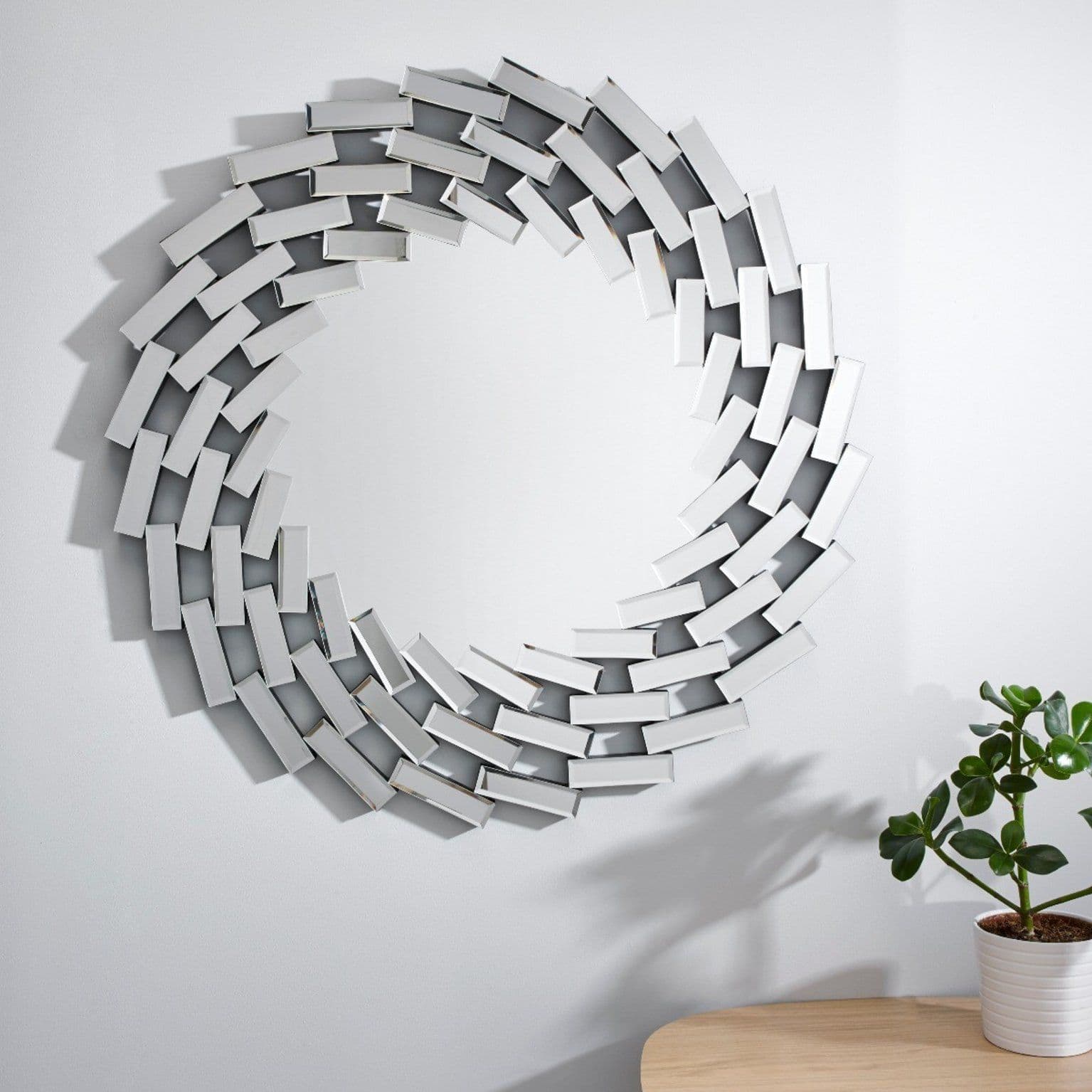 Venetian Medium 80cm Round Patterned Mirrored Frame Hallway Bedroom Dining Living Room Wall Mirror