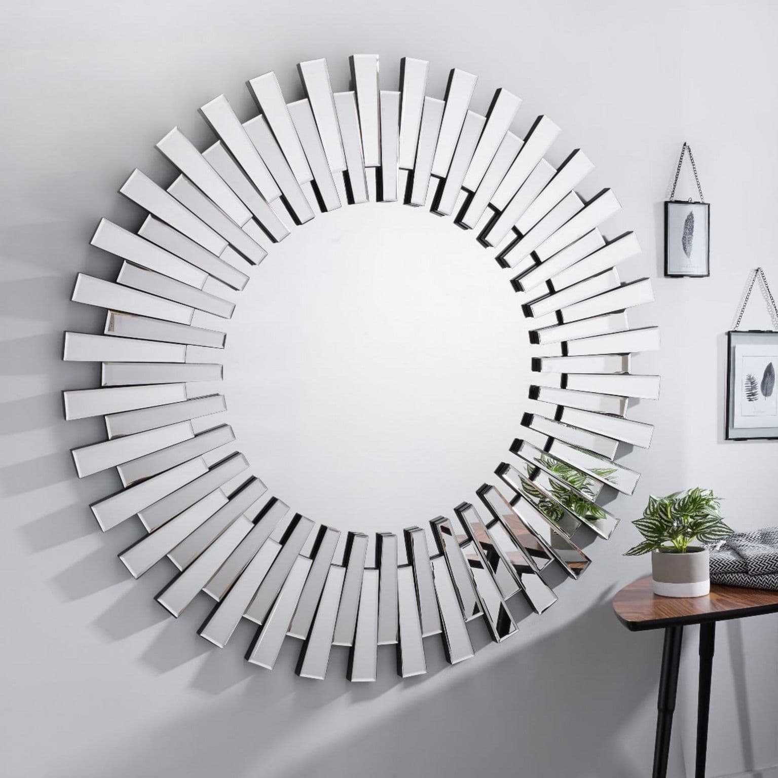 Starburst Large 120cm 3D Round Sunburst Modern Hallway Bedroom Dining Living Room Mirror