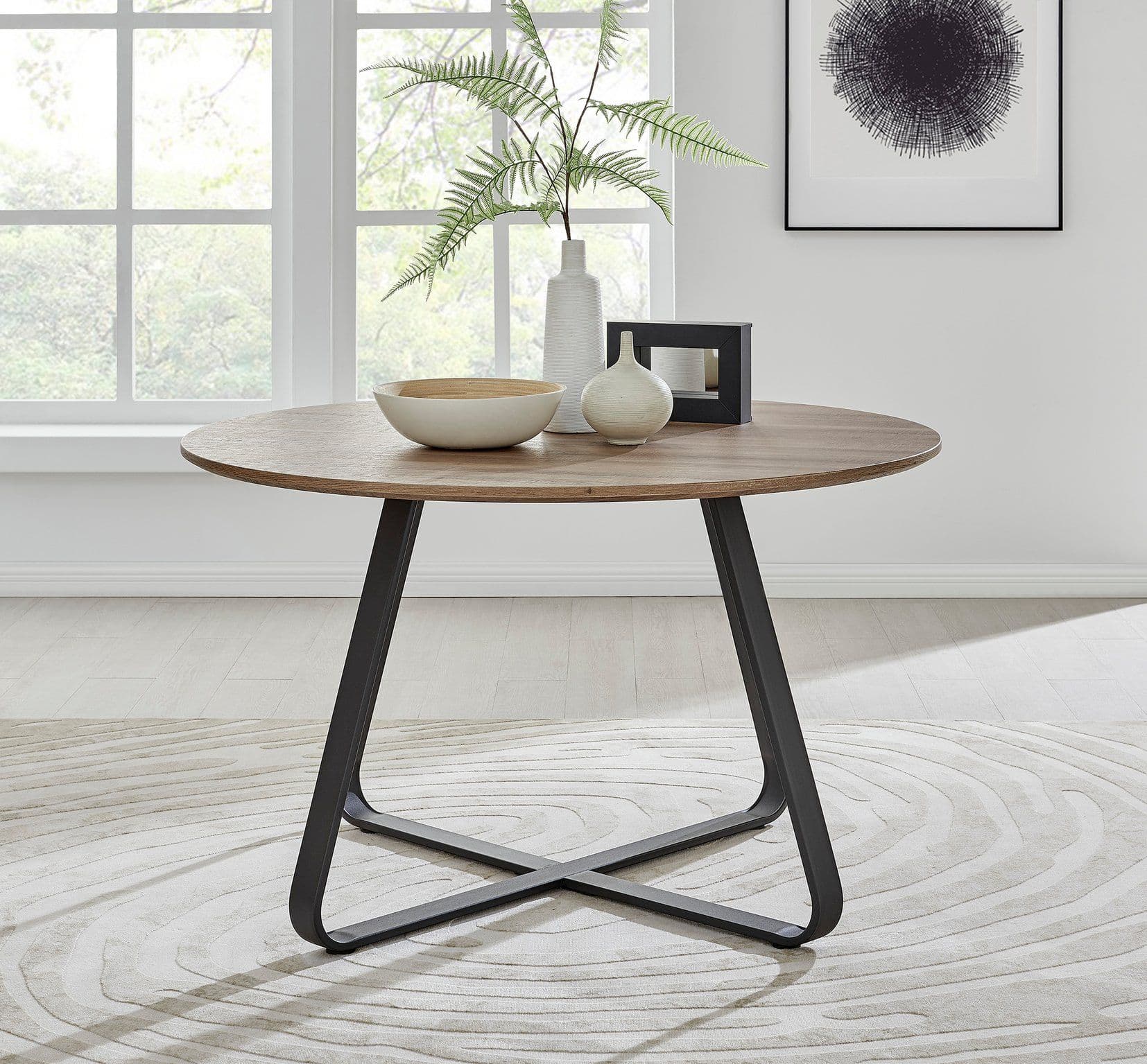 Santorini 120cm 6 Seater Contemporary Round Wood Dining Table
