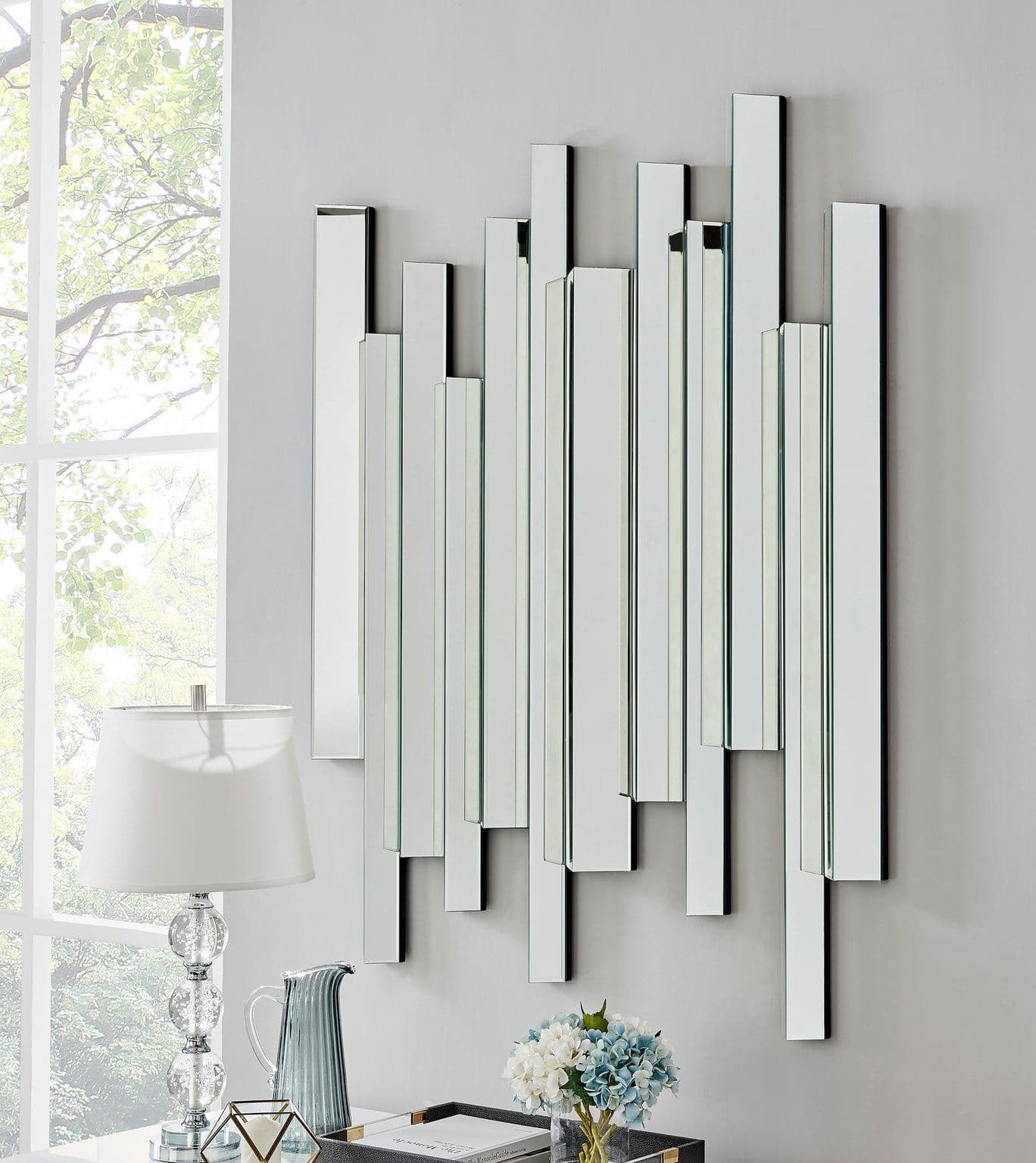 Crystalline Large 150cm x 120cm Mirrored Frame 3D Contemporary Modern Hallway Bedroom Living Room Wall Mirror