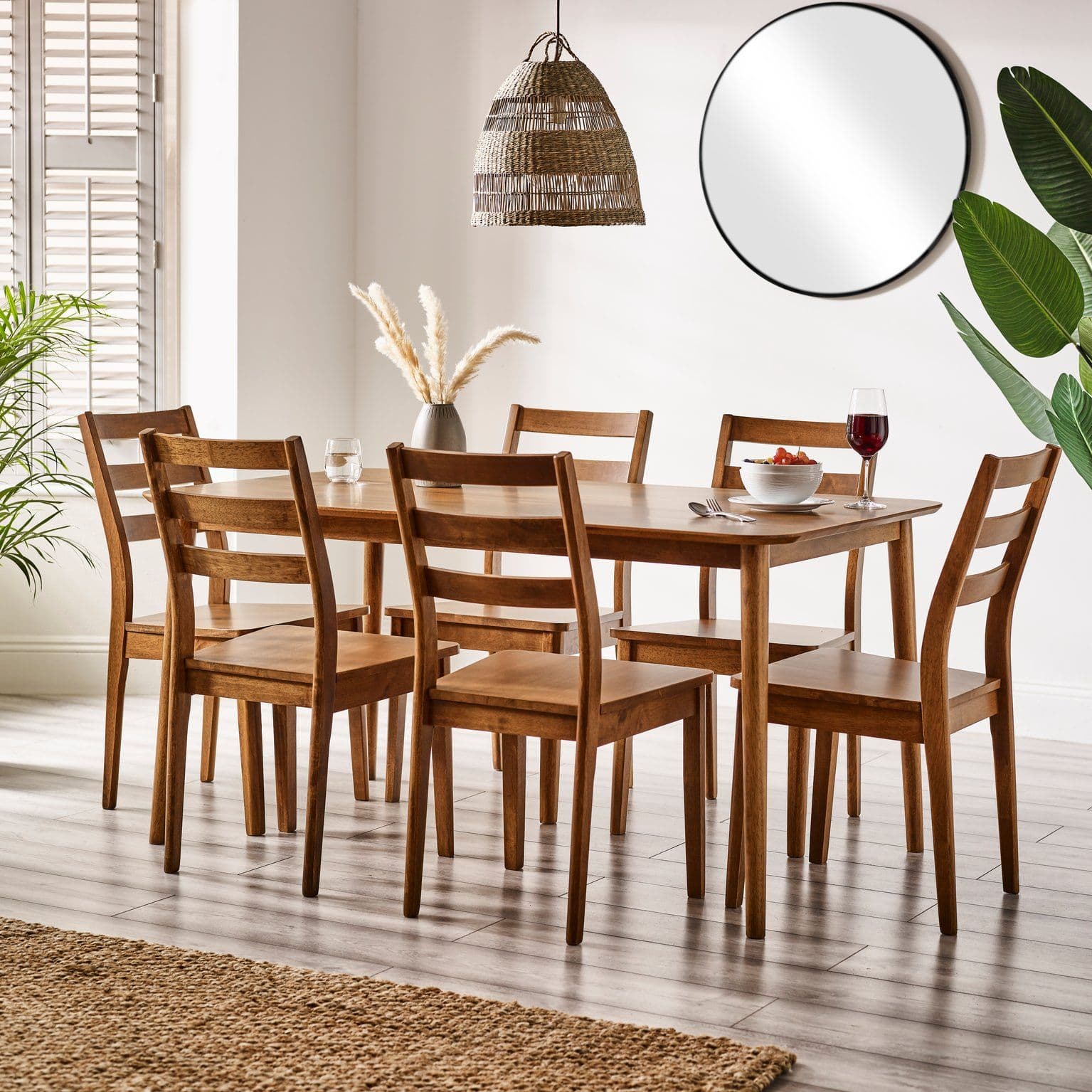 Lynton Large Wooden Dining Table & 6 Dining Chairs