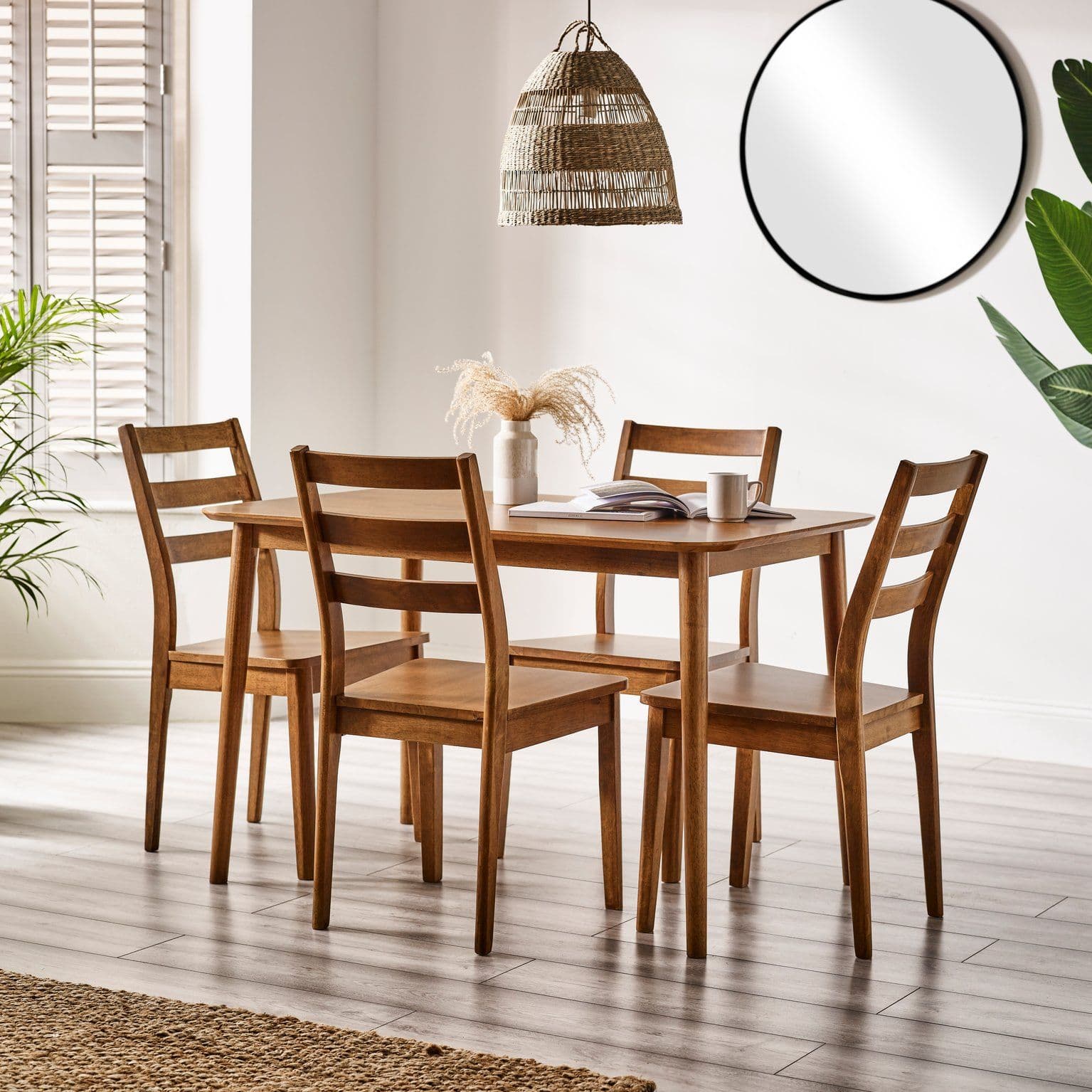 Lynton Small Wooden Dining Table & 4 Dining Chairs
