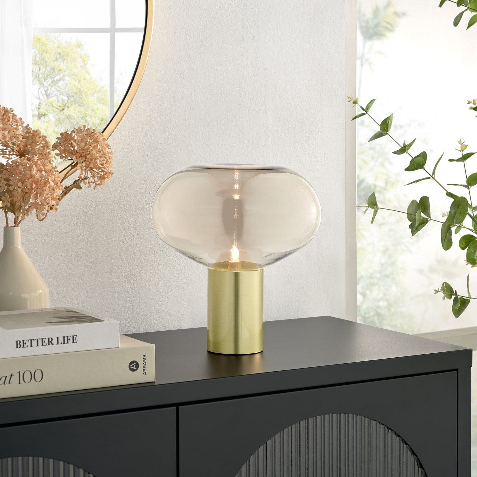 Sarah Brass Metal Glass Table Desk Lamp