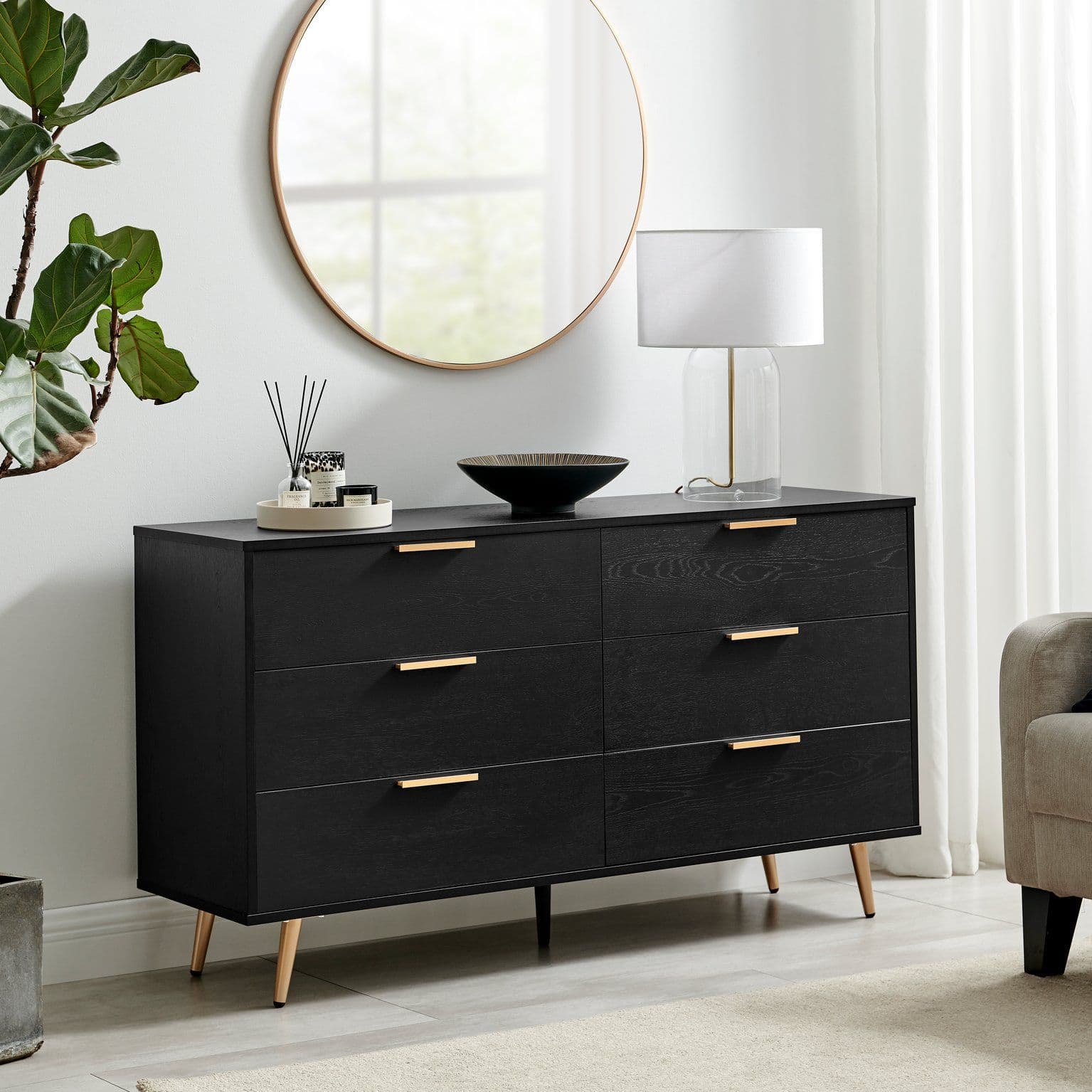 Ivala & Copper Effect Chest 6 Drawers