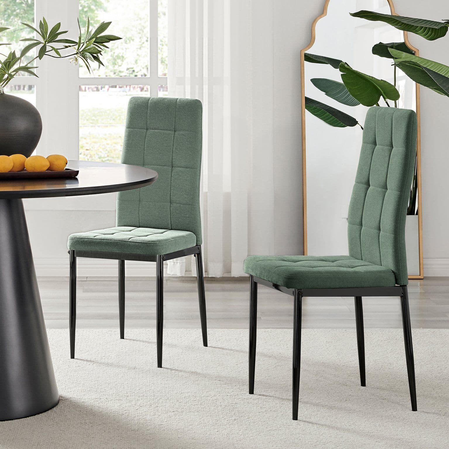 Set 2 Paloma Modern Fabric Dining Chairs On Legs