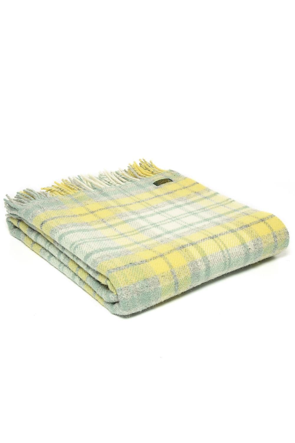 100% Wool Cottage Ocean Checked Throw Blanket