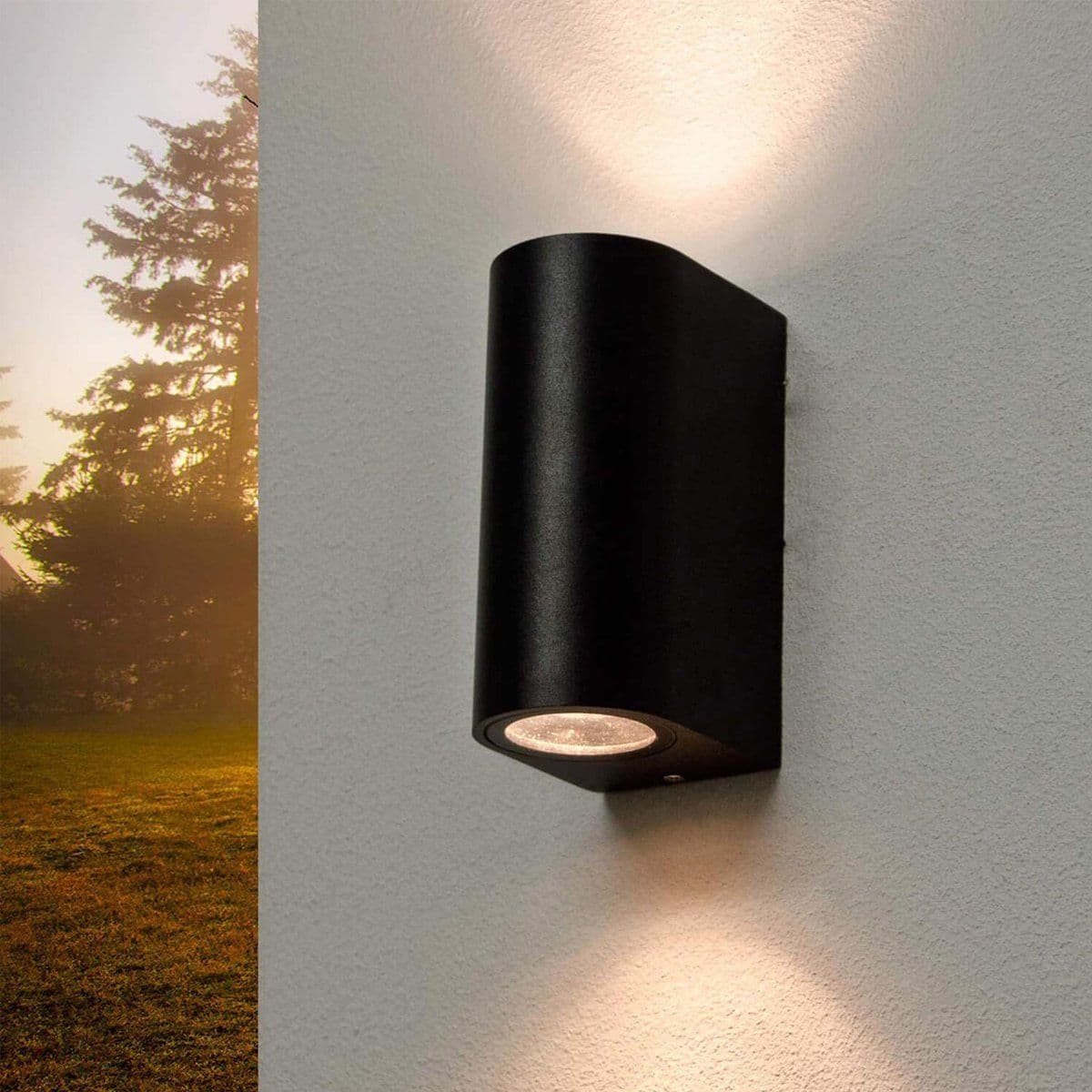 'Tiago' Black Large Curved Double Spotlights