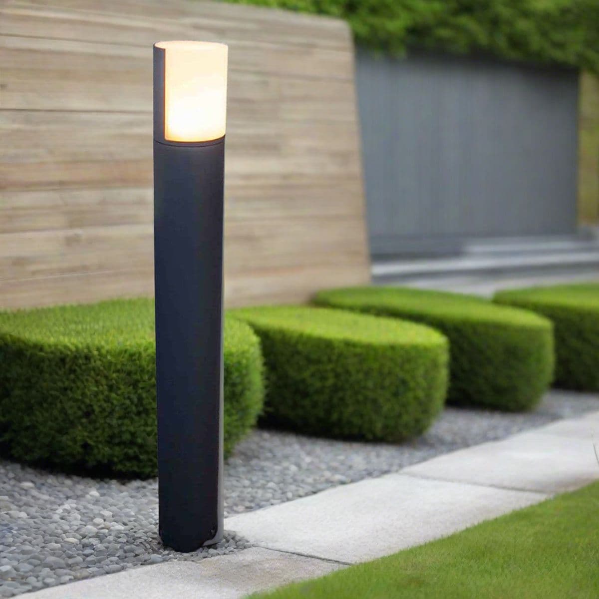 'Faith' Dark Grey Cylindrical LED Bollard Post Light