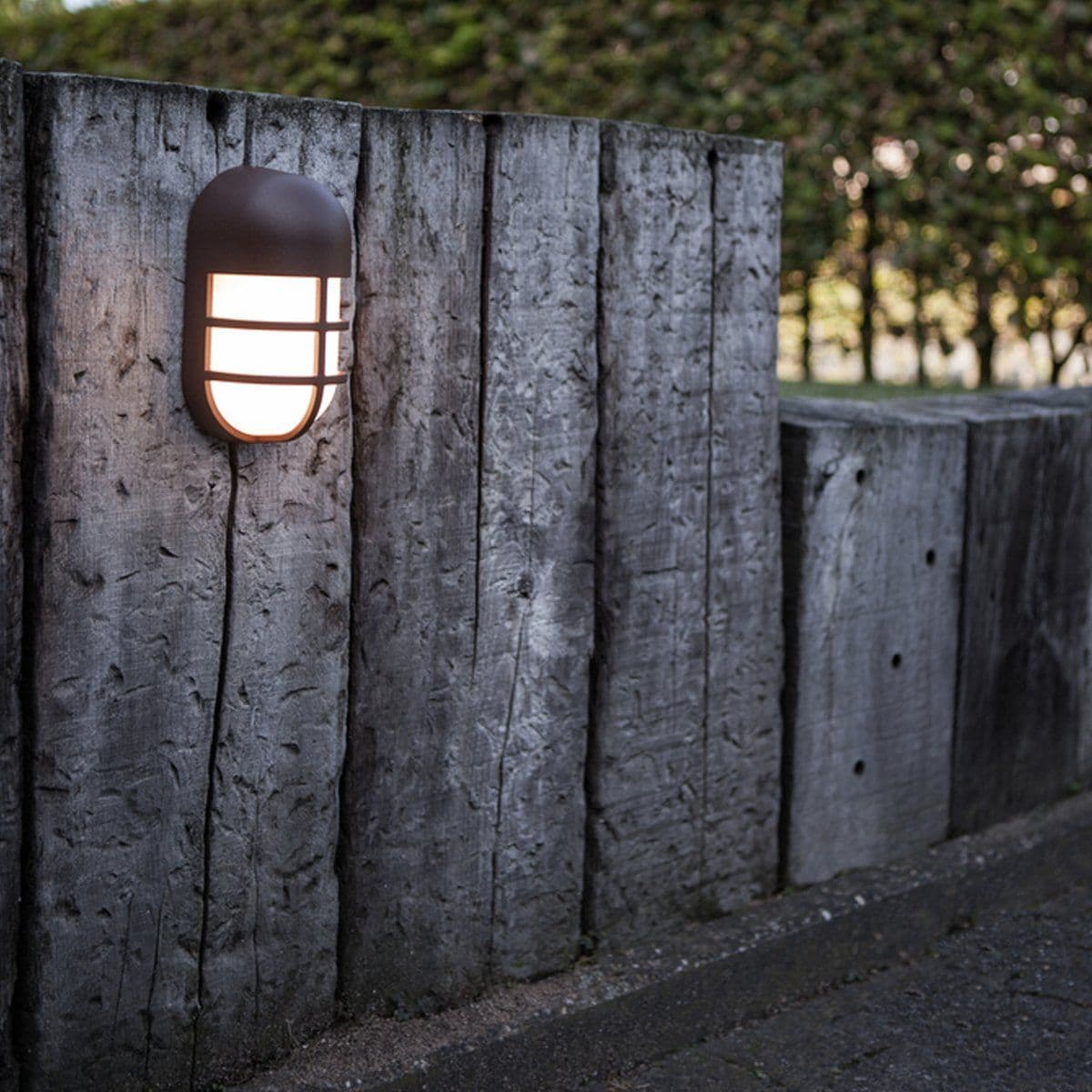 Asher Rust Brown Oval Cage Outdoor LED Wall Light