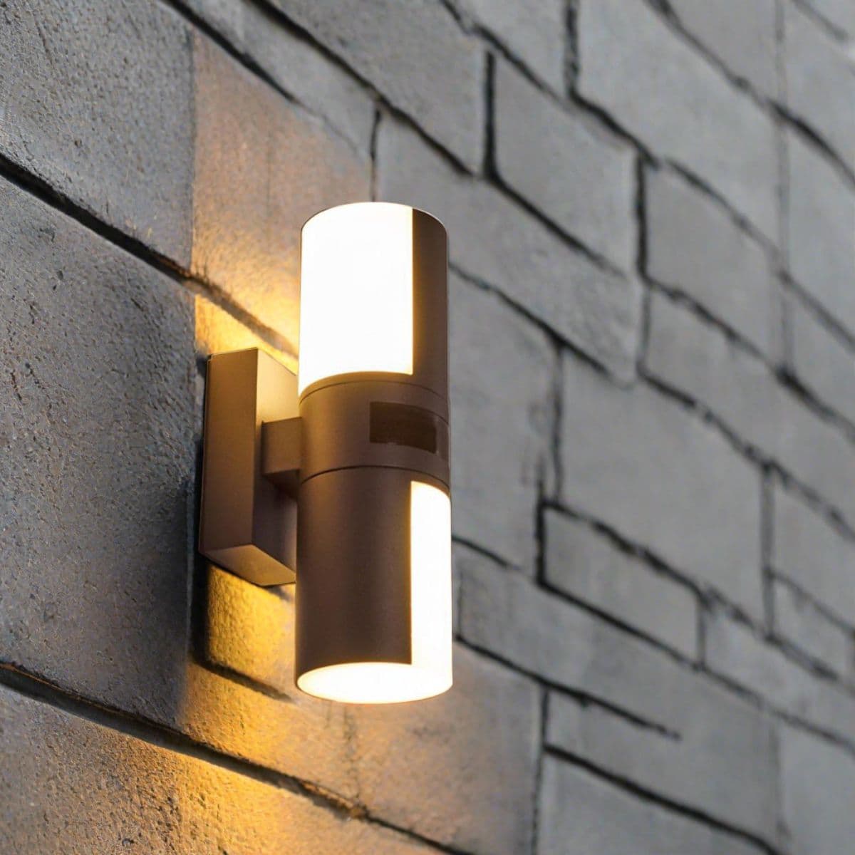 'Faith' Dark Grey Twin Motion Sensor Cylindrical LED Wall Light