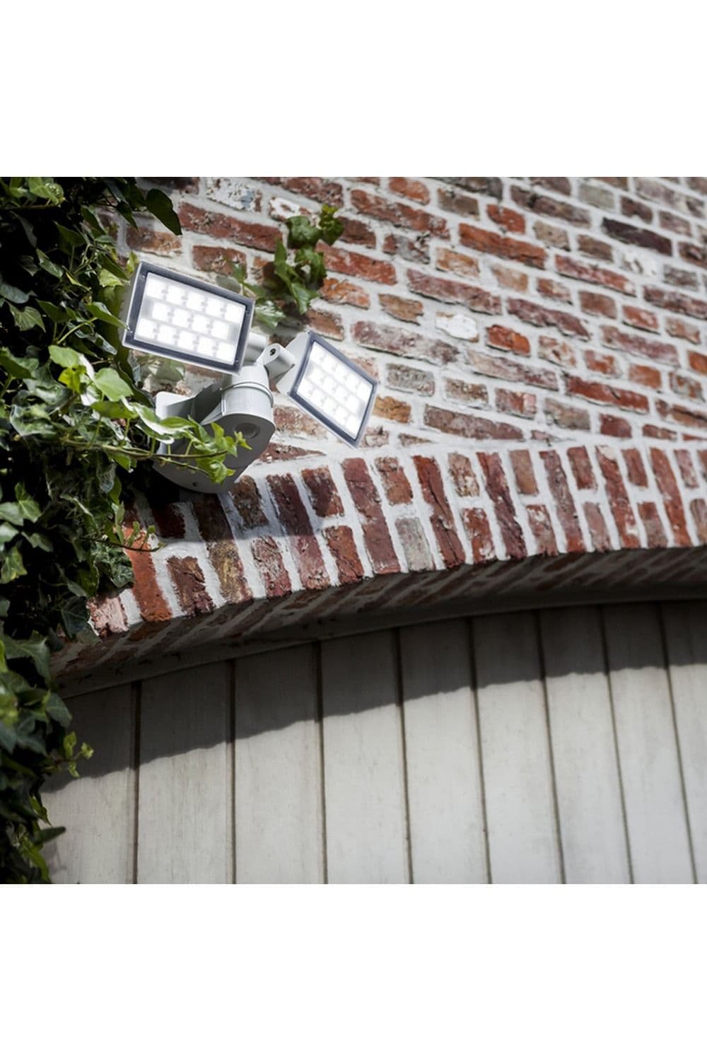 'Nina' White Outdoor Two LED Wall Floodlight With PIR Motion Sensor