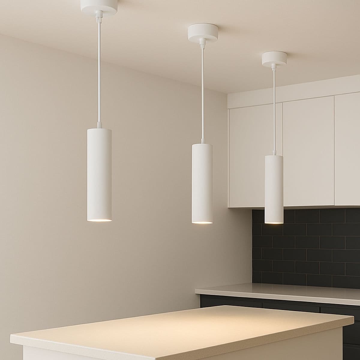 'Ruth' White Suspended Cylinder Ceiling Light