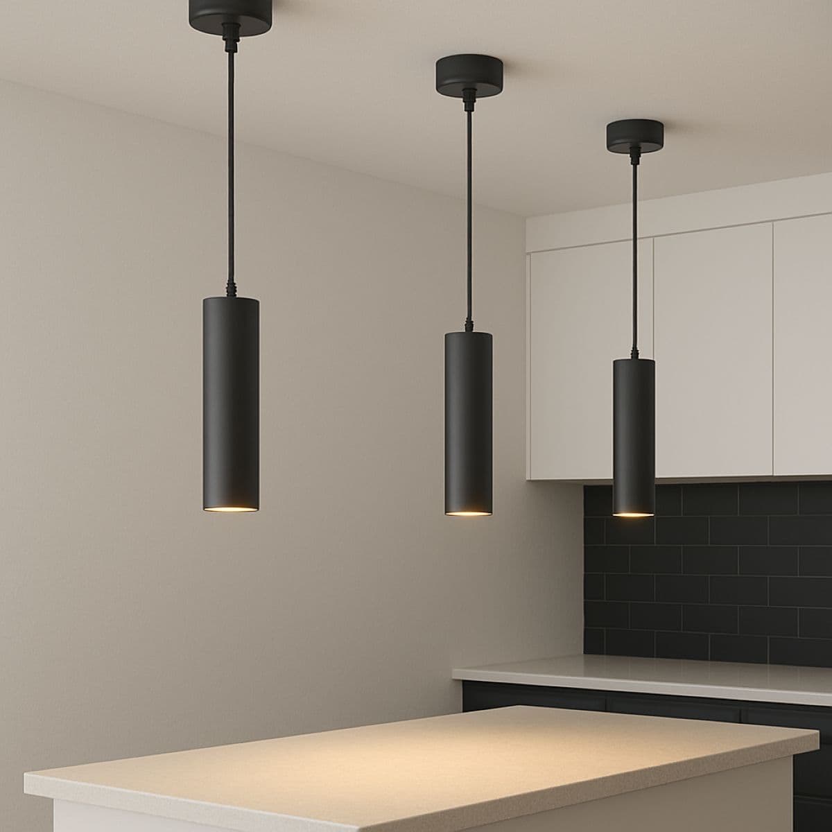 'Ruth' Black Suspended Cylinder Ceiling Light