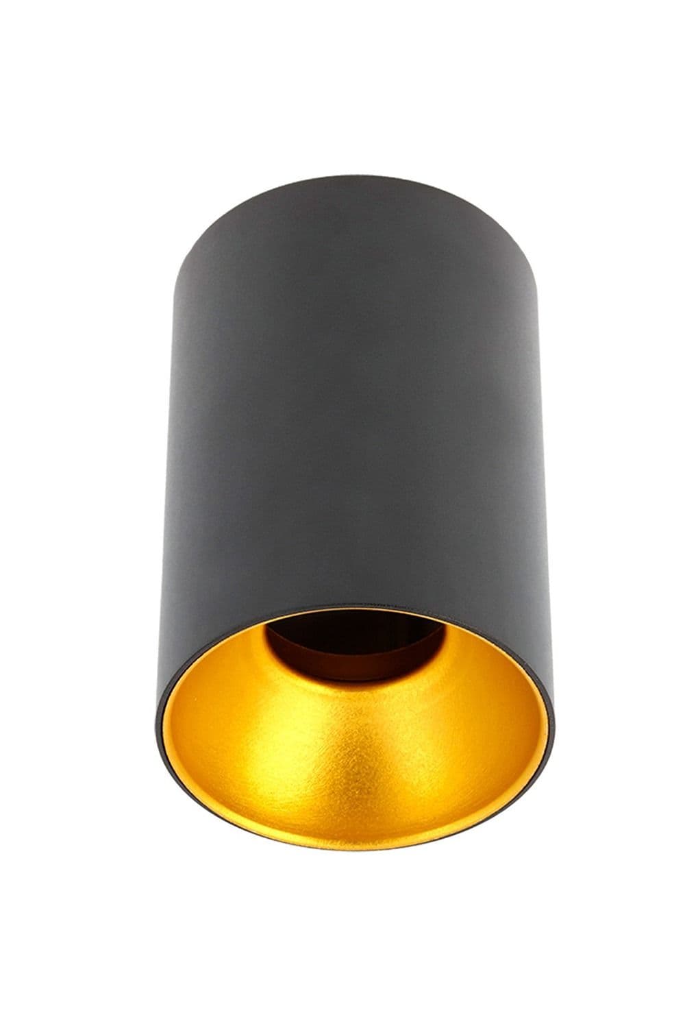 'Sandra' Black Cylinder Ceiling Spotlight With Gold Inner Reflector