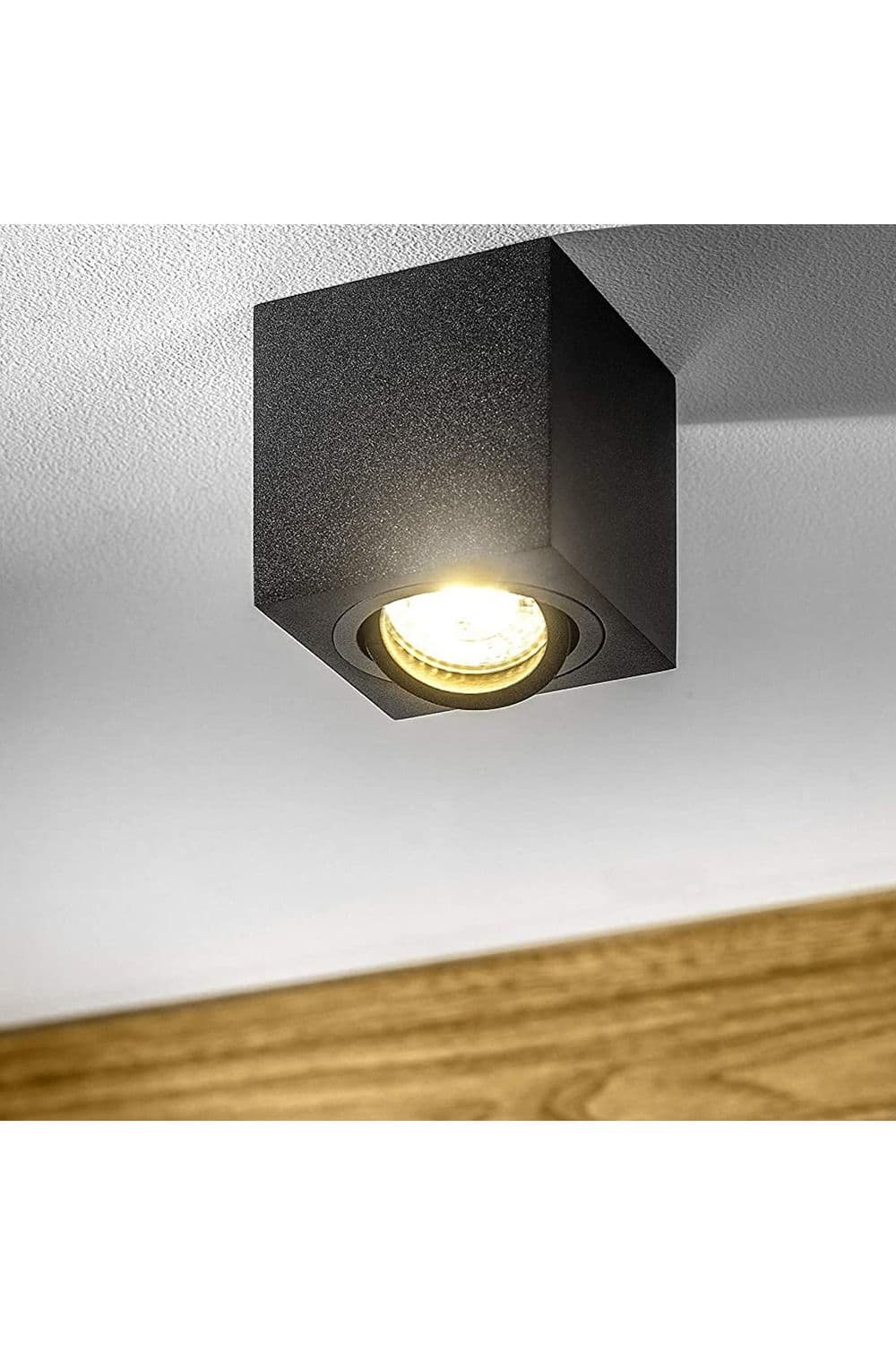 'Sasha' Black Square Surface Mount Tilt Ceiling Spotlights