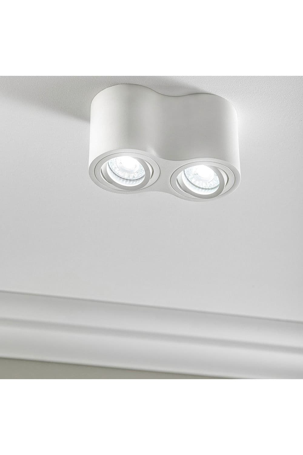'Sasha' White Twin Curved Ceiling Duo Down Spotlights