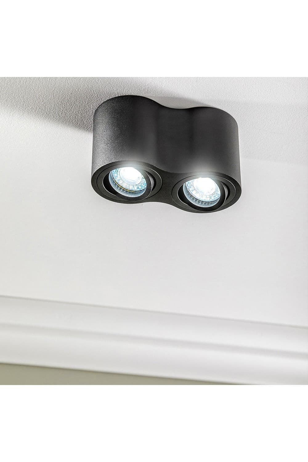 'Sasha' Black Twin Curved Ceiling Duo Down Spotlights