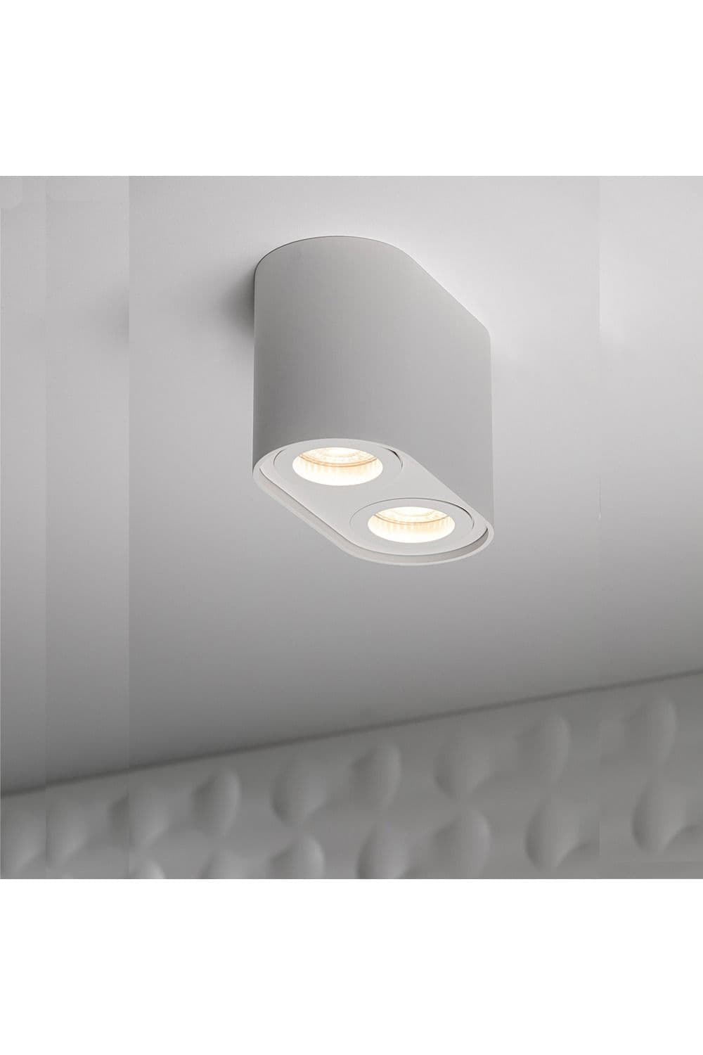 'Sansa' White Twin Round Cylinder Ceiling Down Spotlight