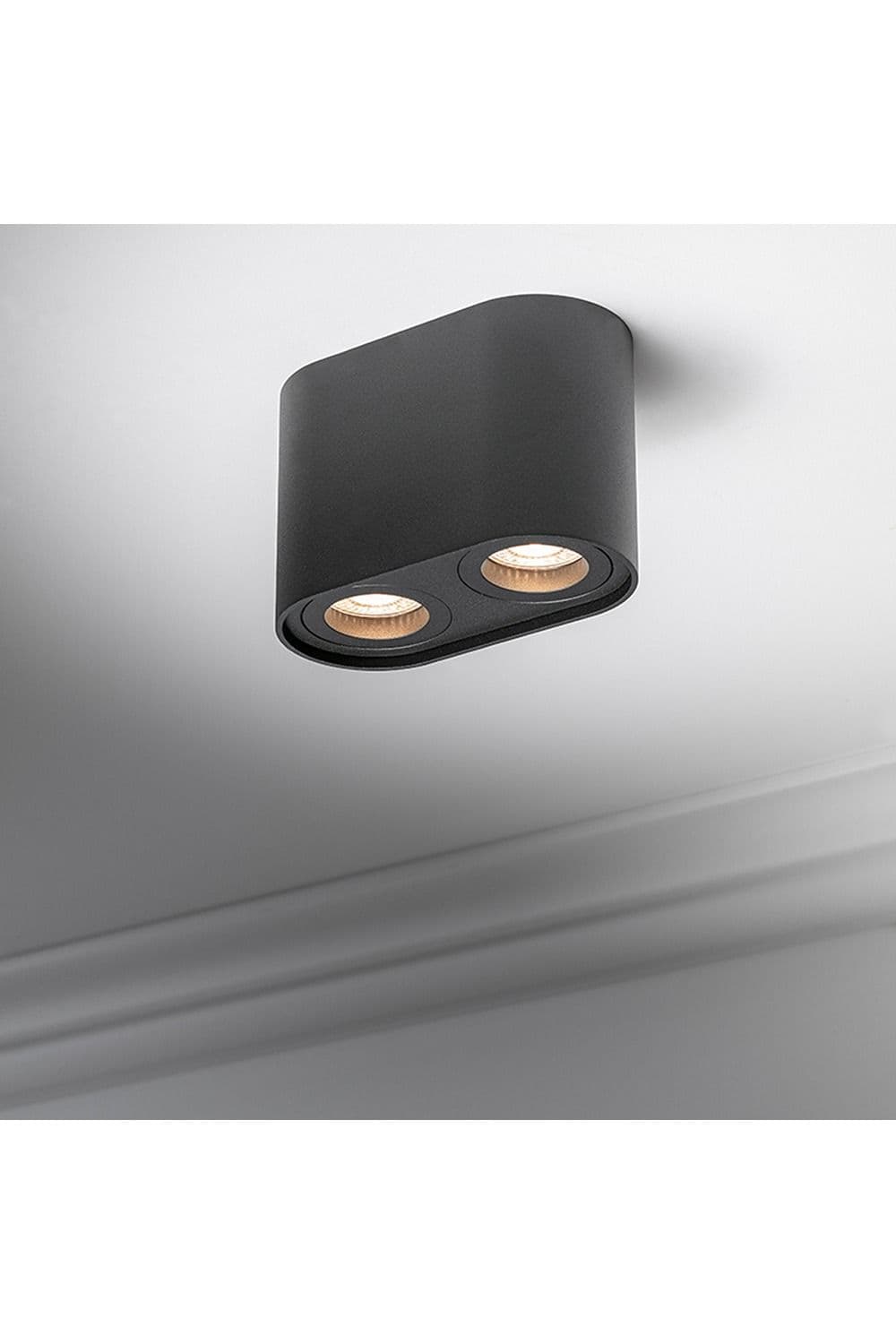 'Sansa'  Black Twin Round Cylinder Ceiling Down Spotlight