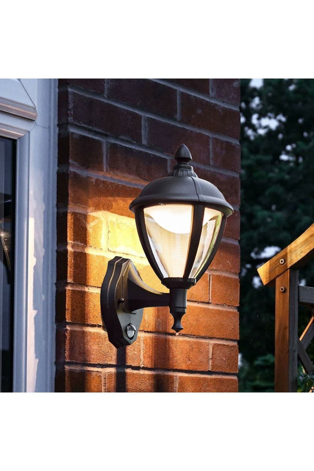 'Cindy' Black With Motion Sensor Outdoor LED Wall Coach Lantern Light